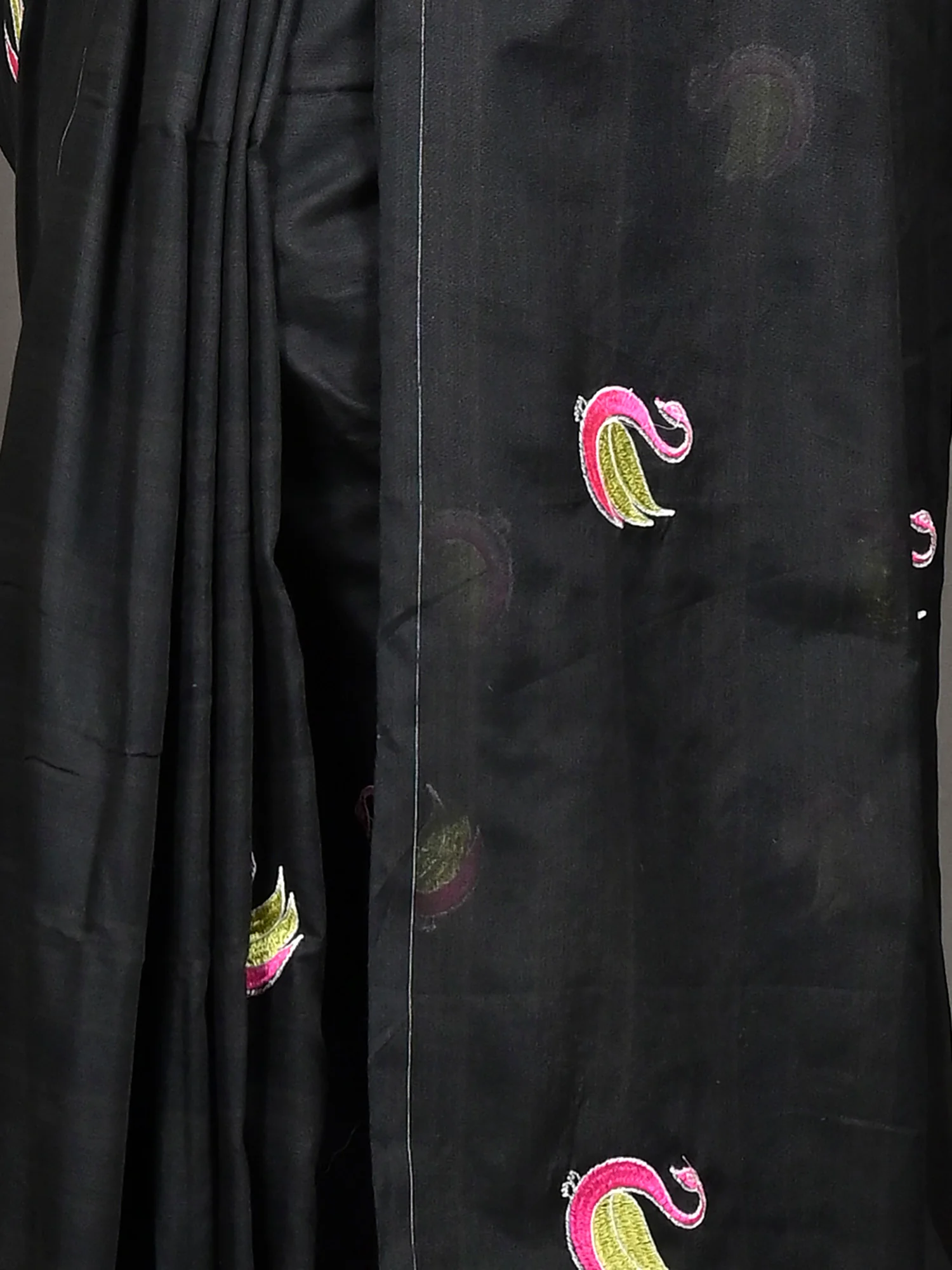 Black Pure Cotton Norvi Embroidery Handloom saree (2284)